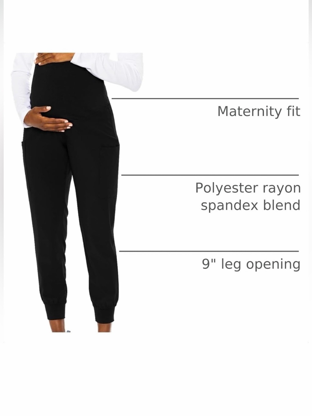 Med Couture Black Maternity Jogger Pants with High Waist Panel